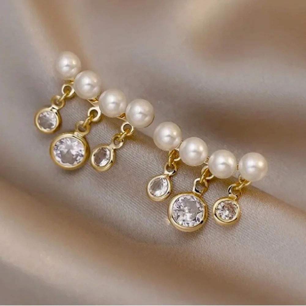 Fashion Tassel Pearl Ear Cuff Earrings Delicate